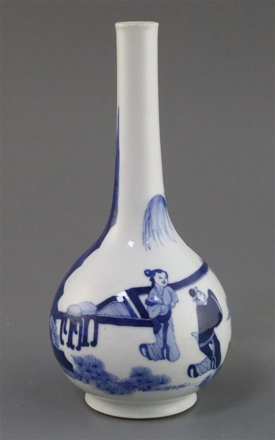 A Chinese blue and white bottle vase, Kangxi period, height 22cm